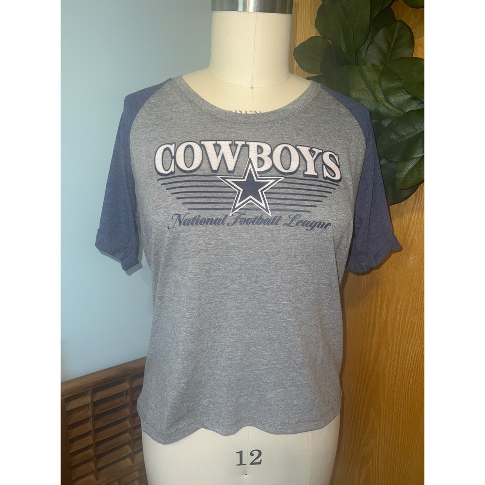 Dallas Cowboys NFL Team Apparel Gray Blue Raglan‎ T-Shirt Women's Size Large